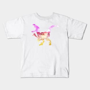 Pink & Yellow Palm Dinosaur Kids T-Shirt